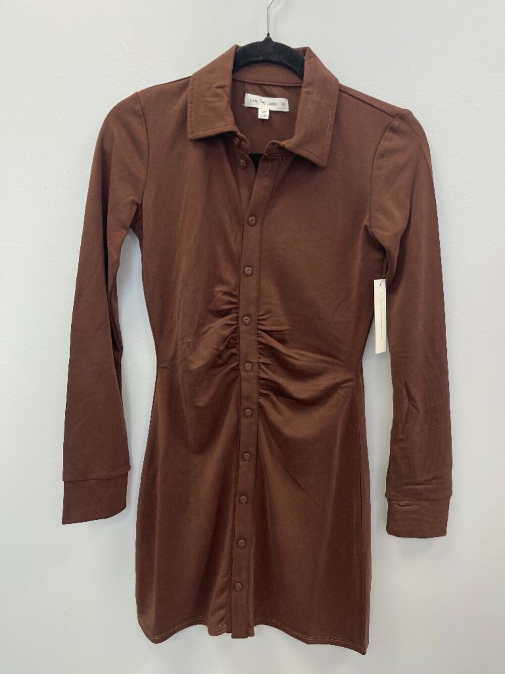 Lani The Label Kelsey Ruched Mini Dress in Mocha - XS - NWT